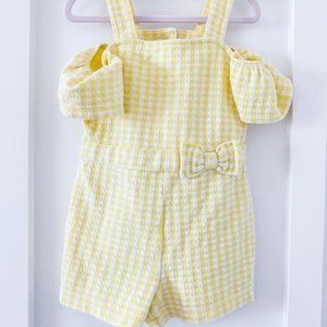 Yellow Gingham Romper with open back Janie and Jack size 3